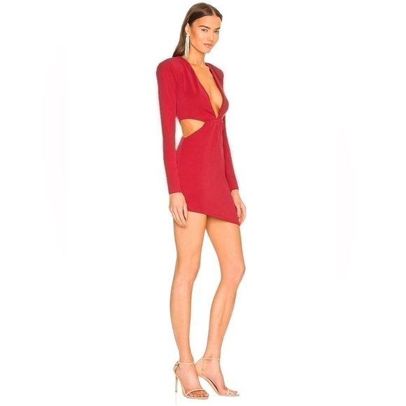 Michael Costello Beautrix Cut Out Long Sleeve Mini Dress in Red Size XS - Picture 2 of 11